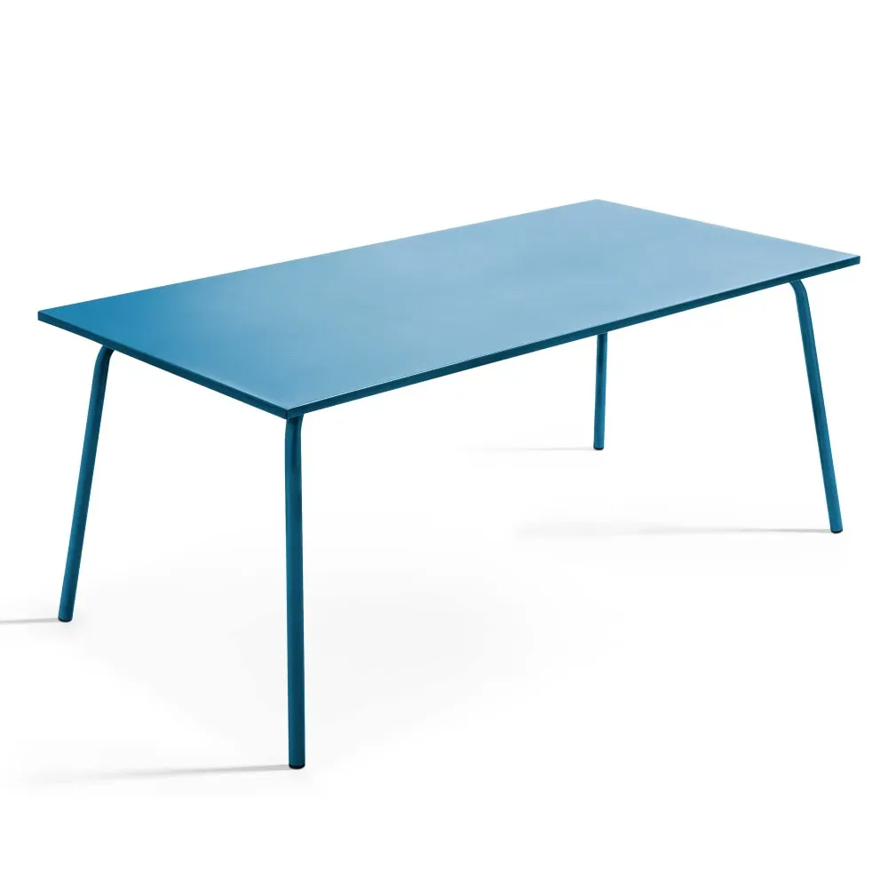 Illustration numéro 2 du produit Ensemble table de jardin et 8 chaises bistrot en acier bleu pacific