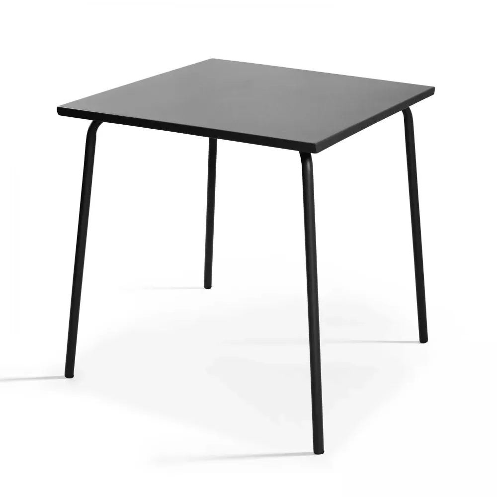 Illustration numéro 2 du produit Ensemble table de jardin carrée et 2 chaises bistrot gris