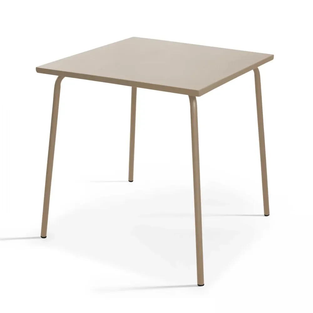 Illustration numéro 2 du produit Ensemble table de jardin carrée et 2 chaises bistrot taupe