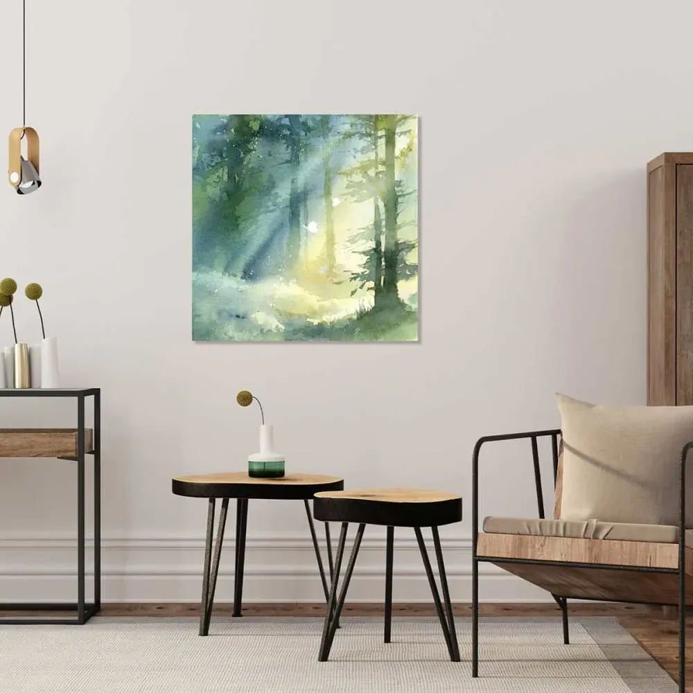 Illustration numéro 2 du produit Cadre déco bosquet ombragé imprimé sur toile 50x50 cm