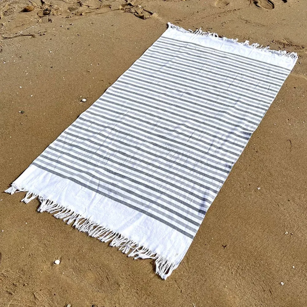Illustration numéro 2 du produit Fouta pestamal de plage  90x170 cm bleu