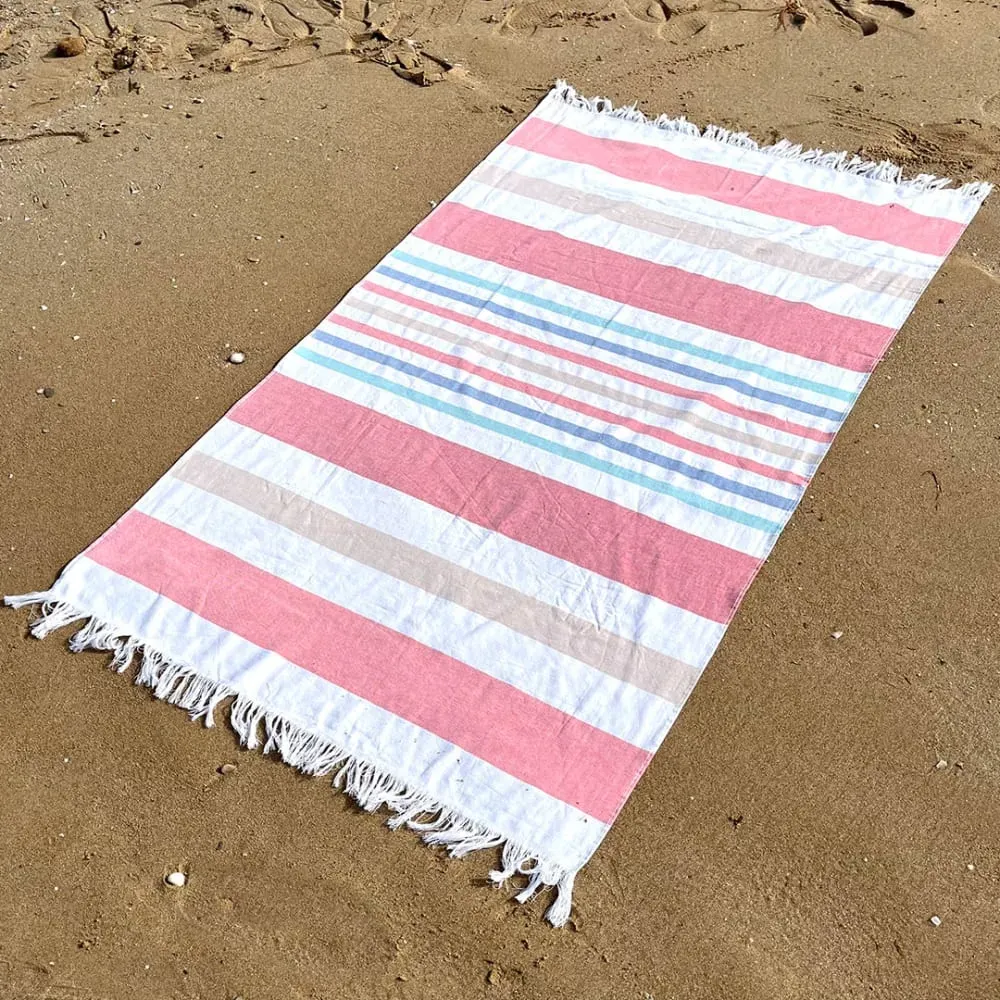Illustration numéro 2 du produit Fouta pestamal de plage  90x170 cm rose