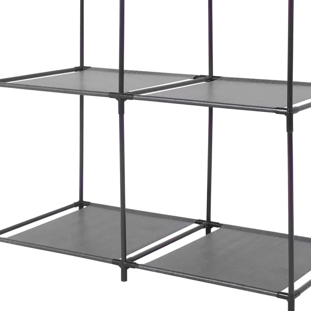 Illustration numéro 2 du produit Étagère en métal et toile plastique noir 4 casiers