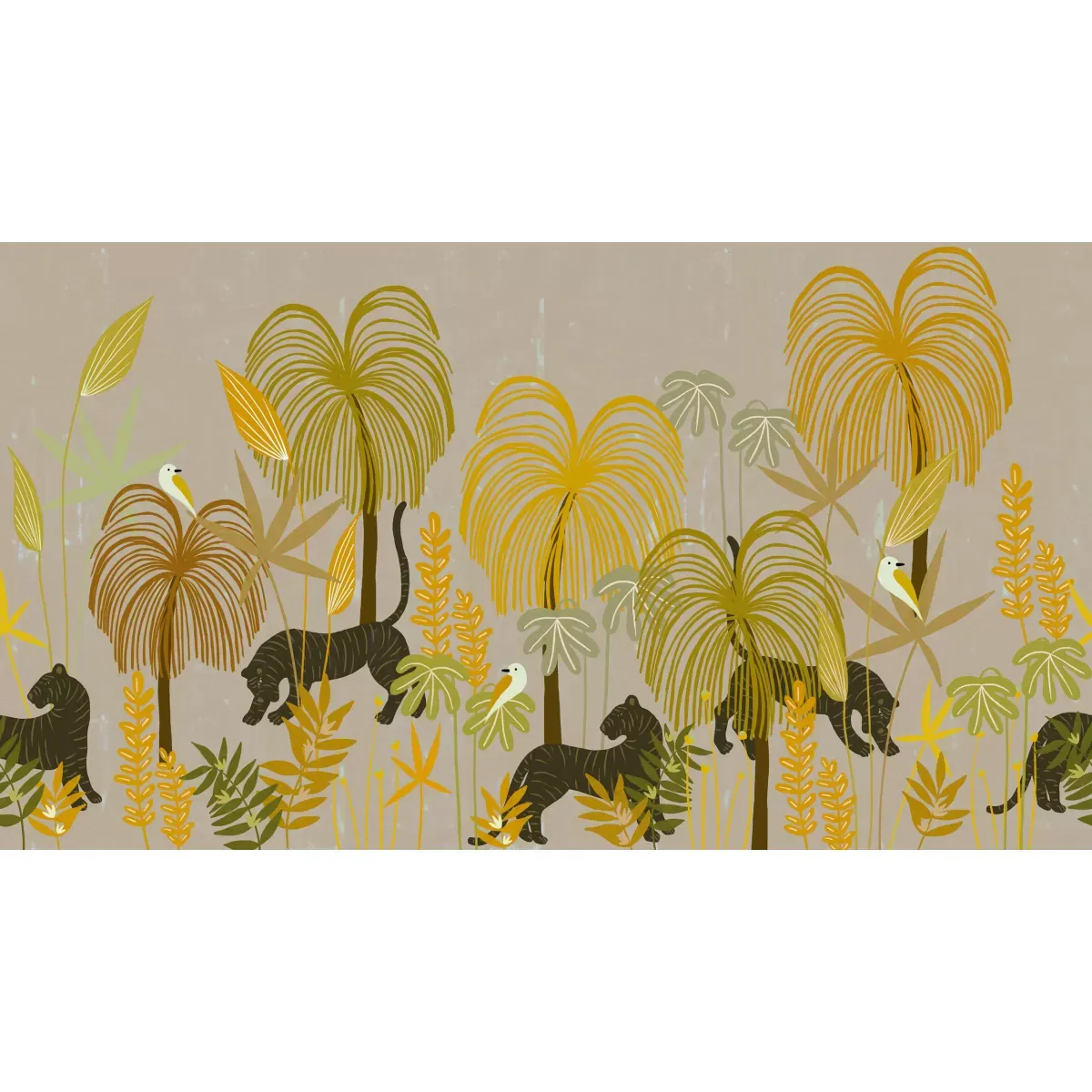 Illustration numéro 2 du produit Papier peint panoramique sauvages coloré jaune 375x250cm