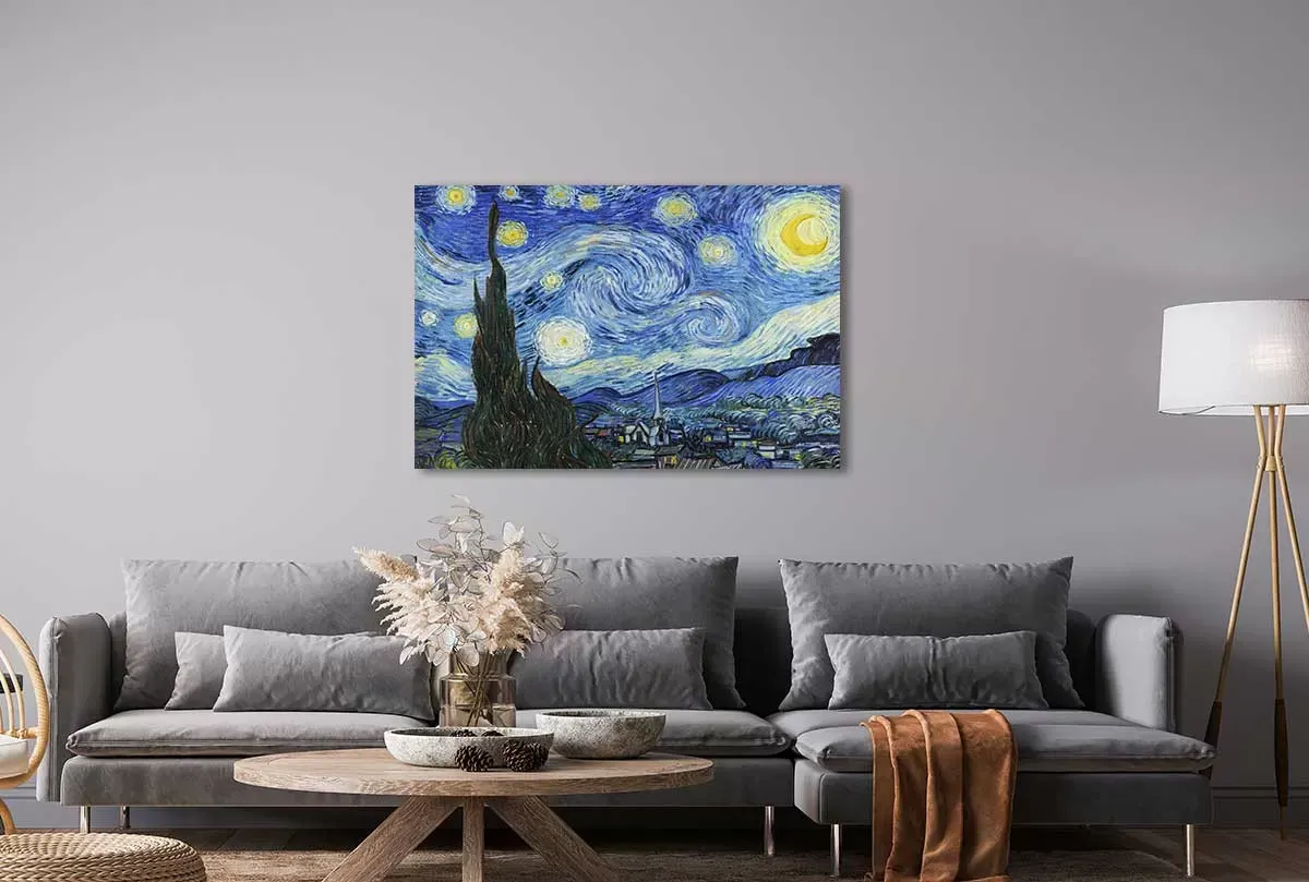 Illustration numéro 2 du produit Tableau  la Nuit Etoilée de Vincent Van Gogh toile imprimée 120x80 cm