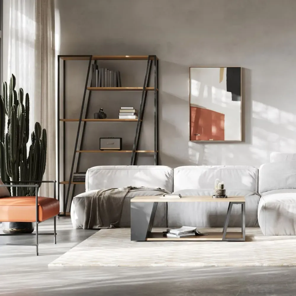 Illustration numéro 2 du produit Table basse chêne clair et noir H36