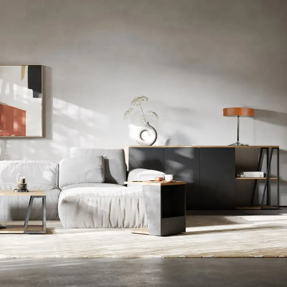 Illustration numéro 2 du produit Buffet chêne clair et noir H81