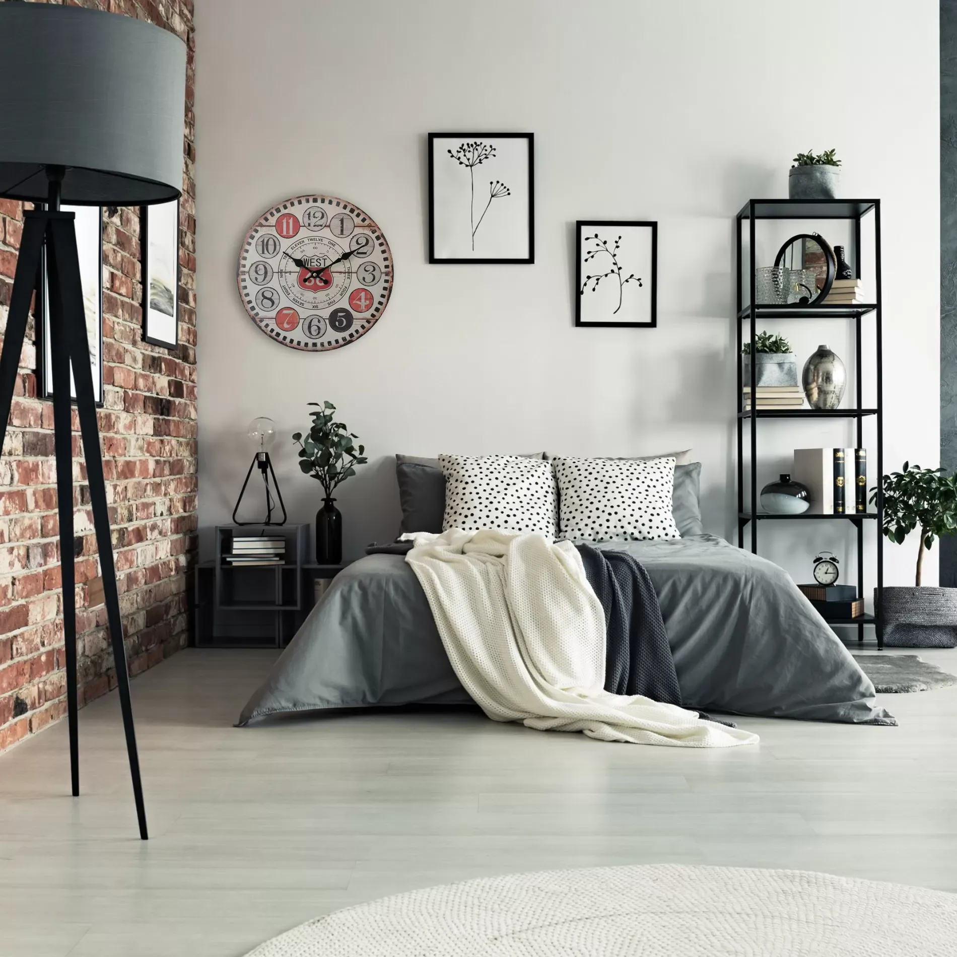 Illustration numéro 2 du produit Horloge murale vintage brun, noire et rouge ø 33,8 cm