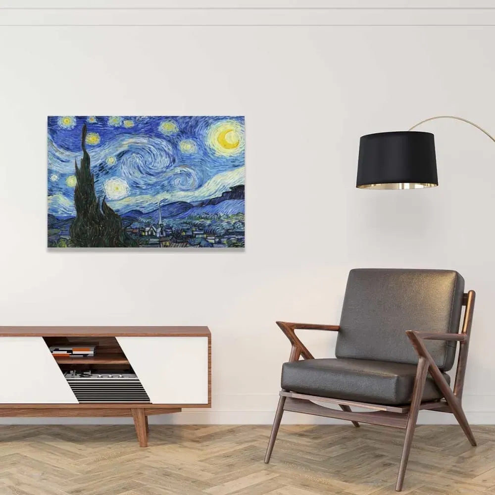 Illustration numéro 2 du produit Tableau la Nuit Etoilée de Vincent Van Gogh imprimé sur toile 90x60 cm