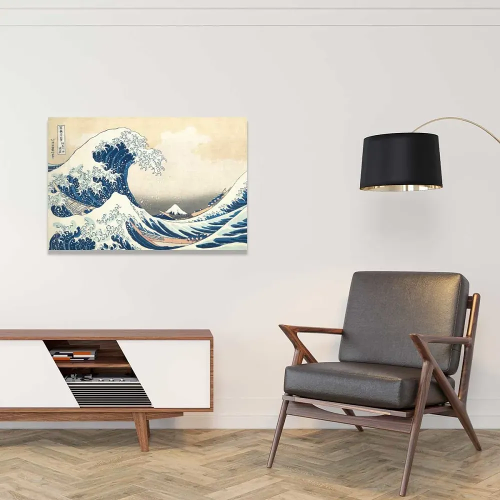 Illustration numéro 2 du produit Tableau la vague de Kanagawa par Hokusai imprimé sur toile 90x60 cm