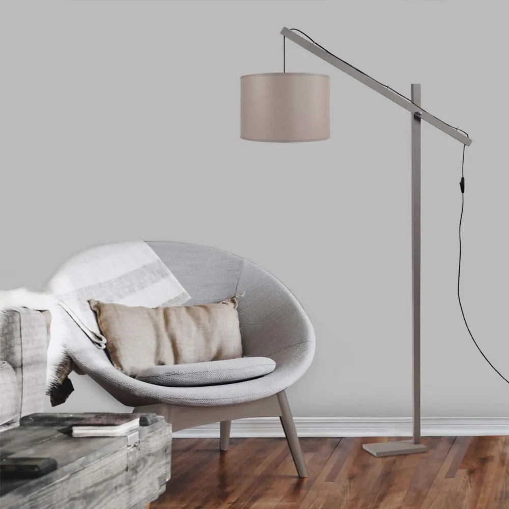 Illustration numéro 2 du produit Lampadaire liseuse bois taupe abat-jour taupe