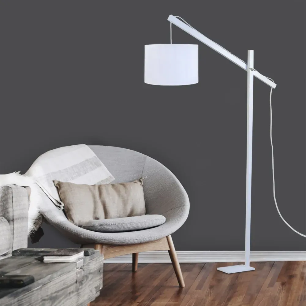 Illustration numéro 2 du produit Lampadaire liseuse bois blanc abat-jour blanc