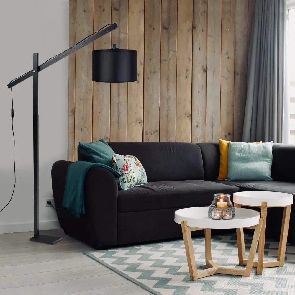 Illustration numéro 2 du produit Lampadaire liseuse bois noir abat-jour noir