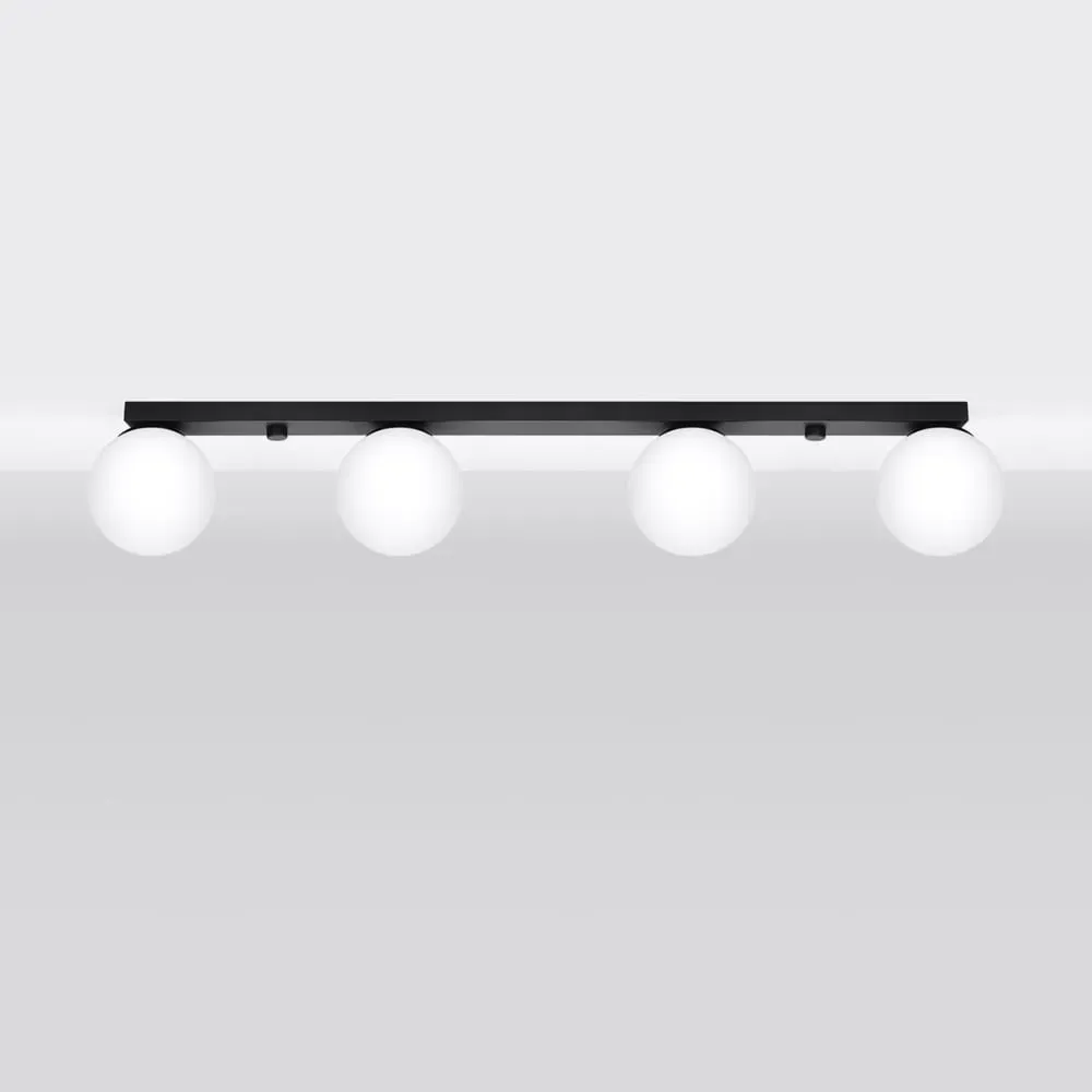 Illustration numéro 2 du produit Plafonnier acier/verre noir H 15 cm