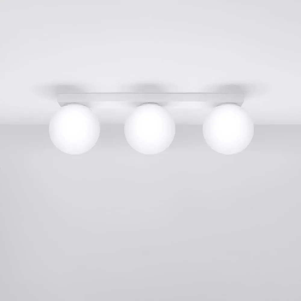 Illustration numéro 2 du produit Plafonnier acier/verre blanc H 15 cm