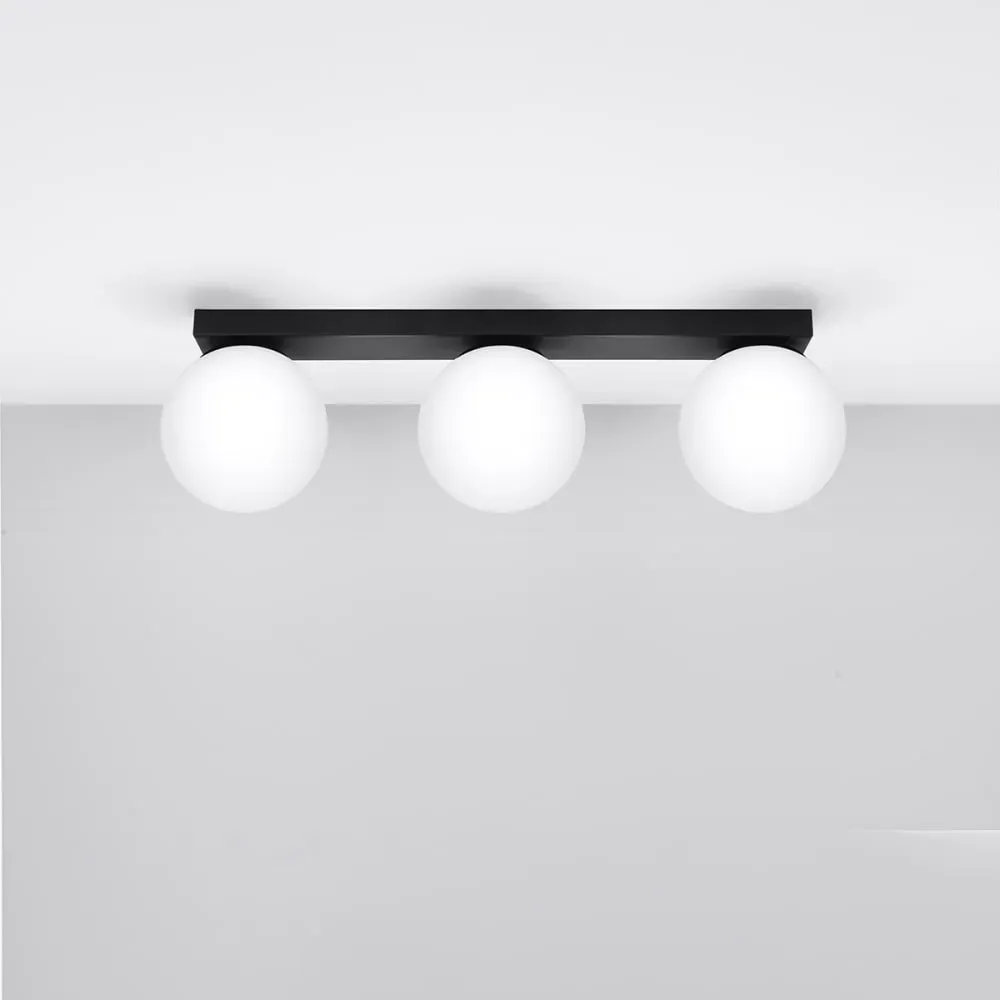 Illustration numéro 2 du produit Plafonnier acier/verre noir H 15 cm