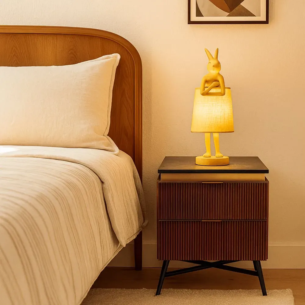 Illustration numéro 2 du produit Chevet 2 tiroirs en manguier massif et marbre minéral noir