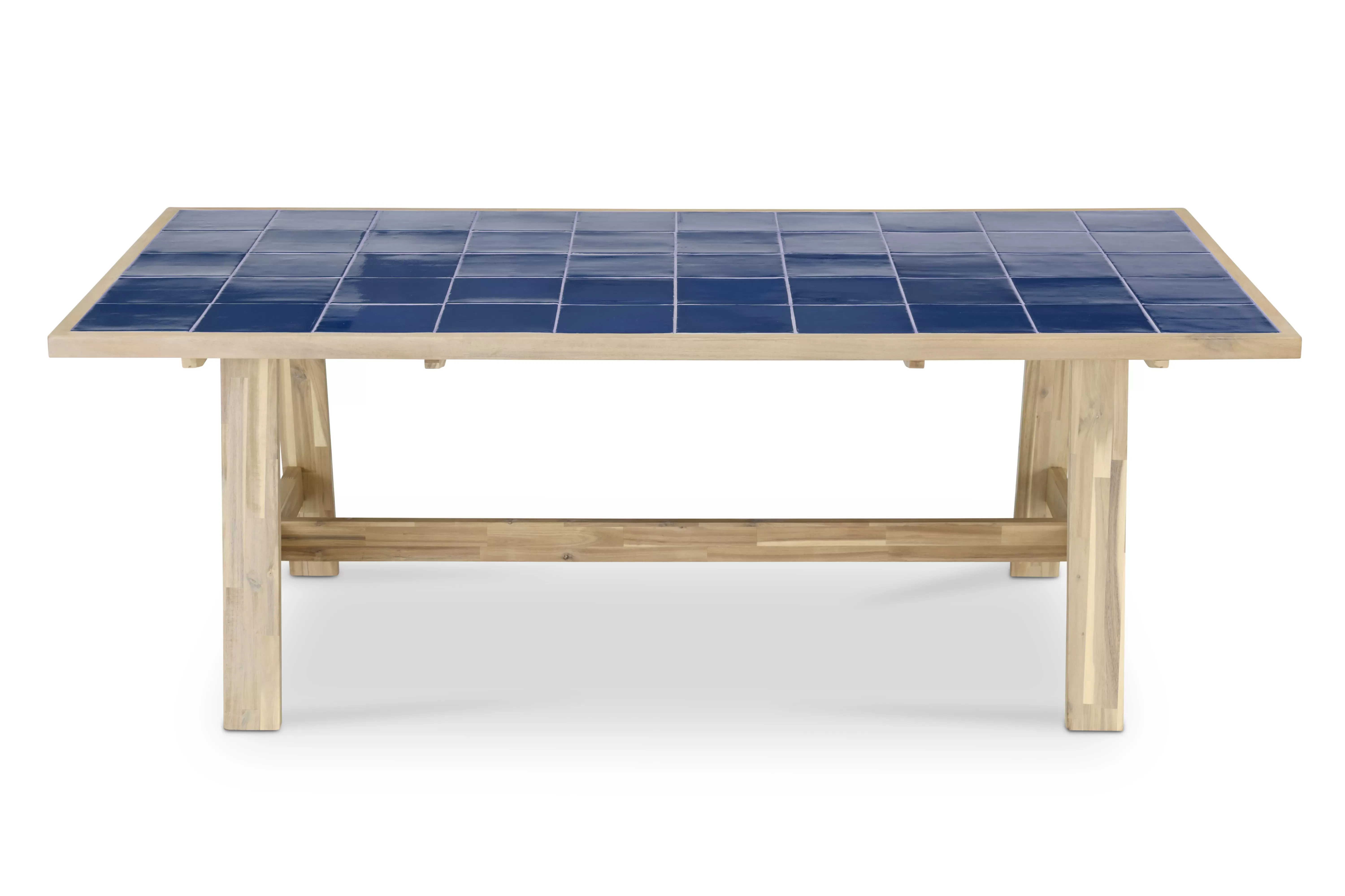 Illustration numéro 2 du produit Table à manger de jardin en bois bleu et céramique 205x105