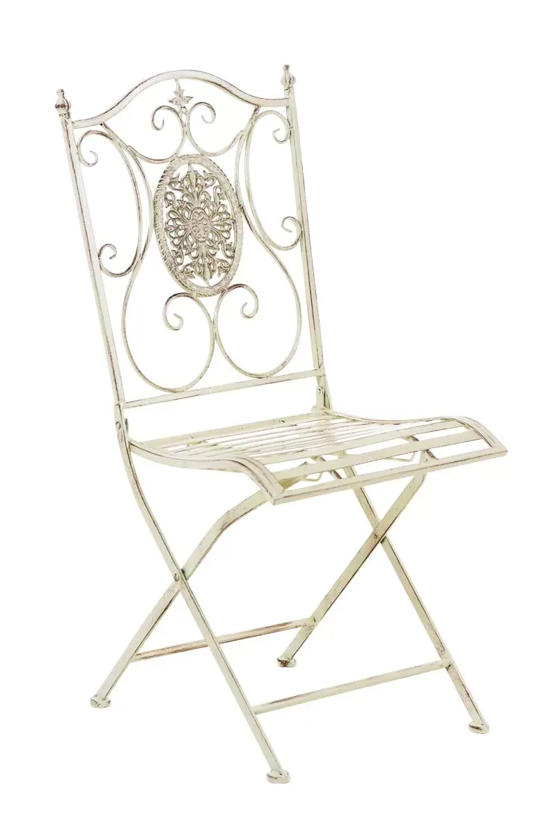 Illustration numéro 2 du produit Ensemble table et chaises de jardin en métal Crème antique