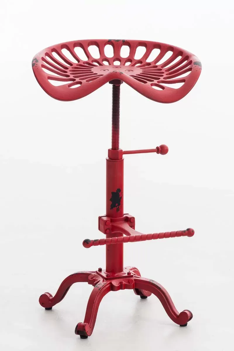 Illustration numéro 2 du produit Tabouret de bar industriel réglable en métal Rouge
