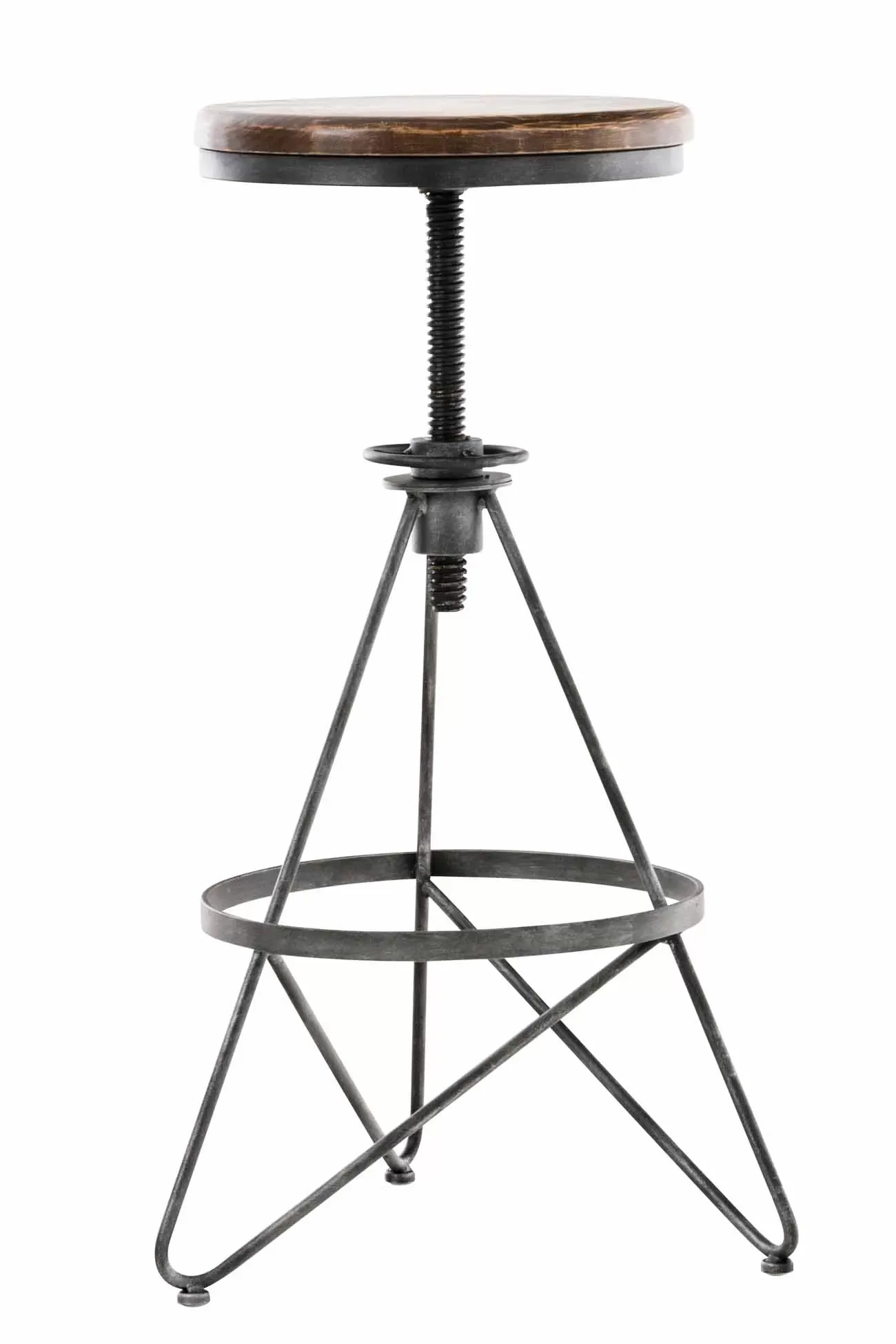 Illustration numéro 2 du produit Tabouret de bar industriel réglable en métal Argent