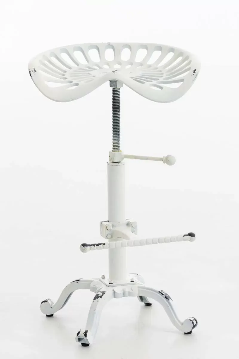 Illustration numéro 2 du produit Tabouret de bar industriel réglable en métal Blanc antique
