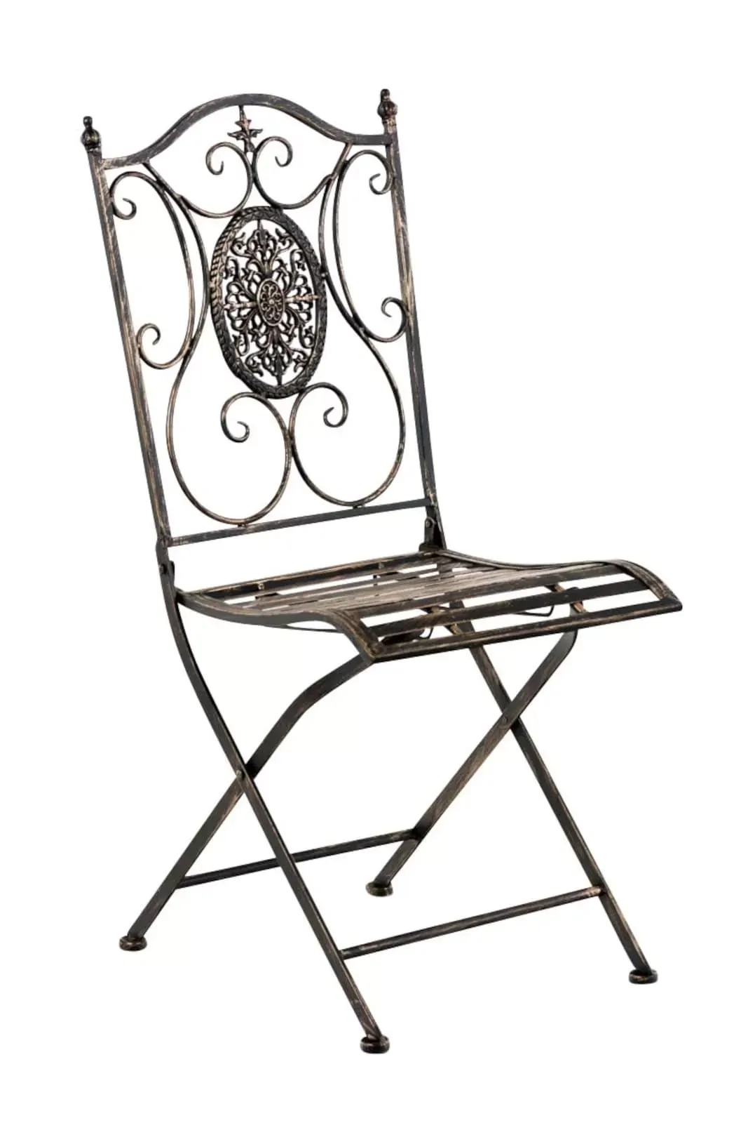 Illustration numéro 2 du produit Lot de 2 chaises de jardin pliables en métal Bronze