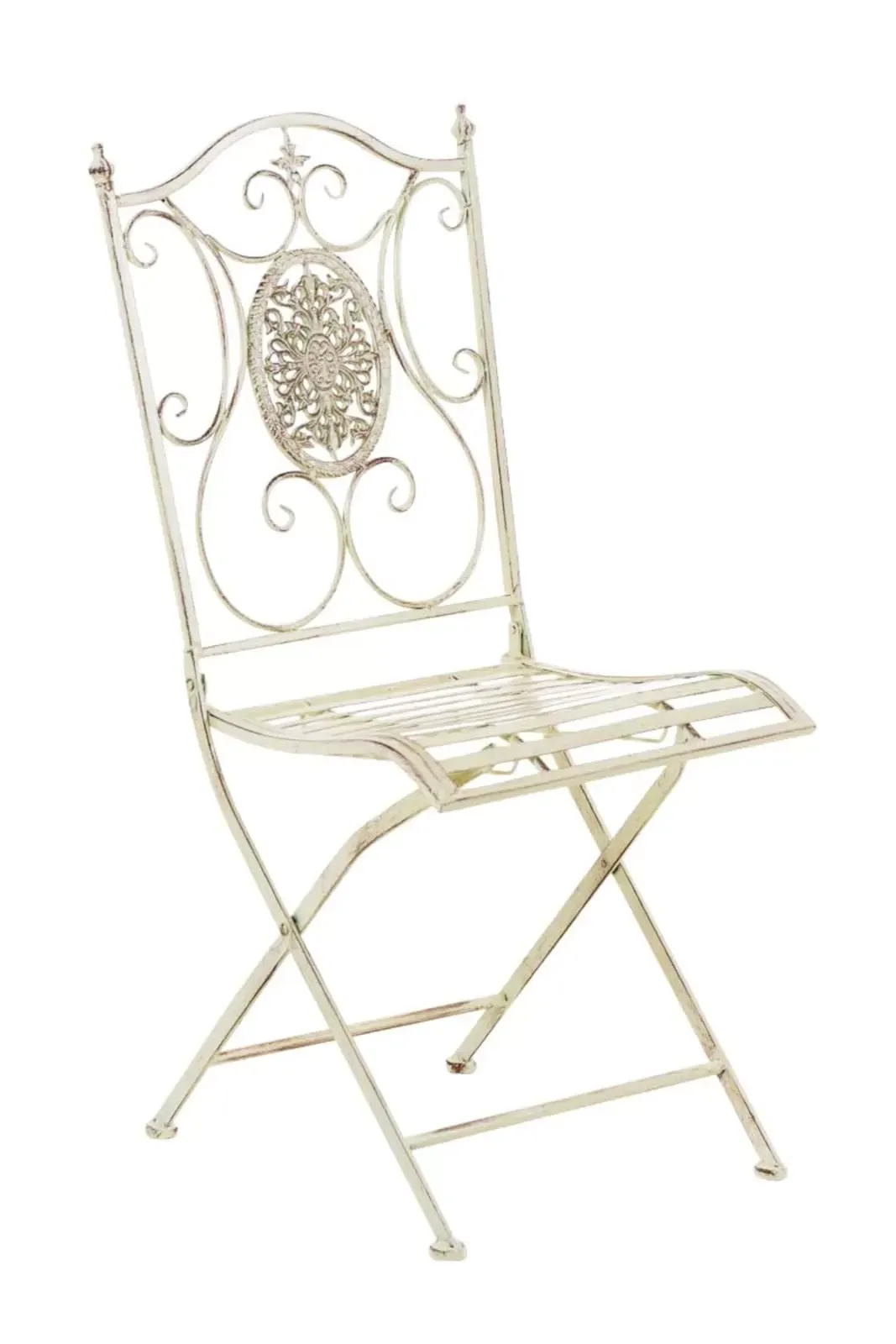 Illustration numéro 2 du produit Lot de 2 chaises de jardin pliables en métal Crème antique