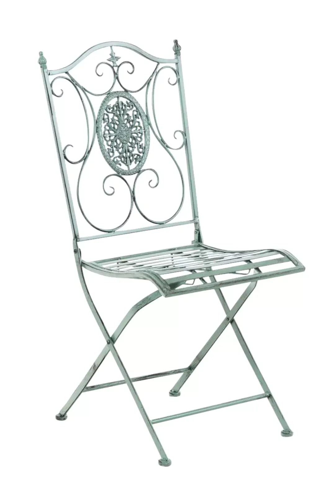 Illustration numéro 2 du produit Lot de 2 chaises de jardin pliables en métal Vert antique