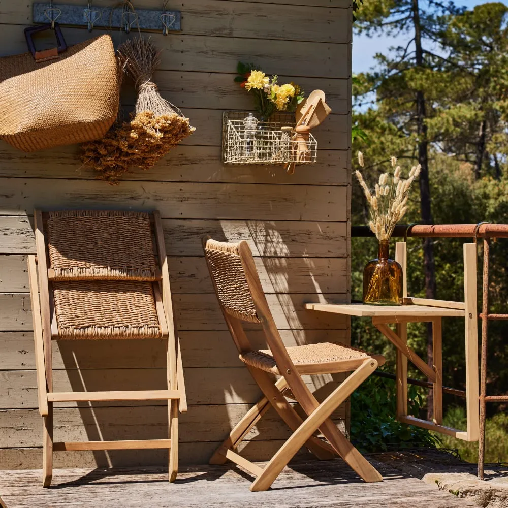 Illustration numéro 2 du produit Ensemble balcon table suspendue + 2 chaises pliantes sans bras