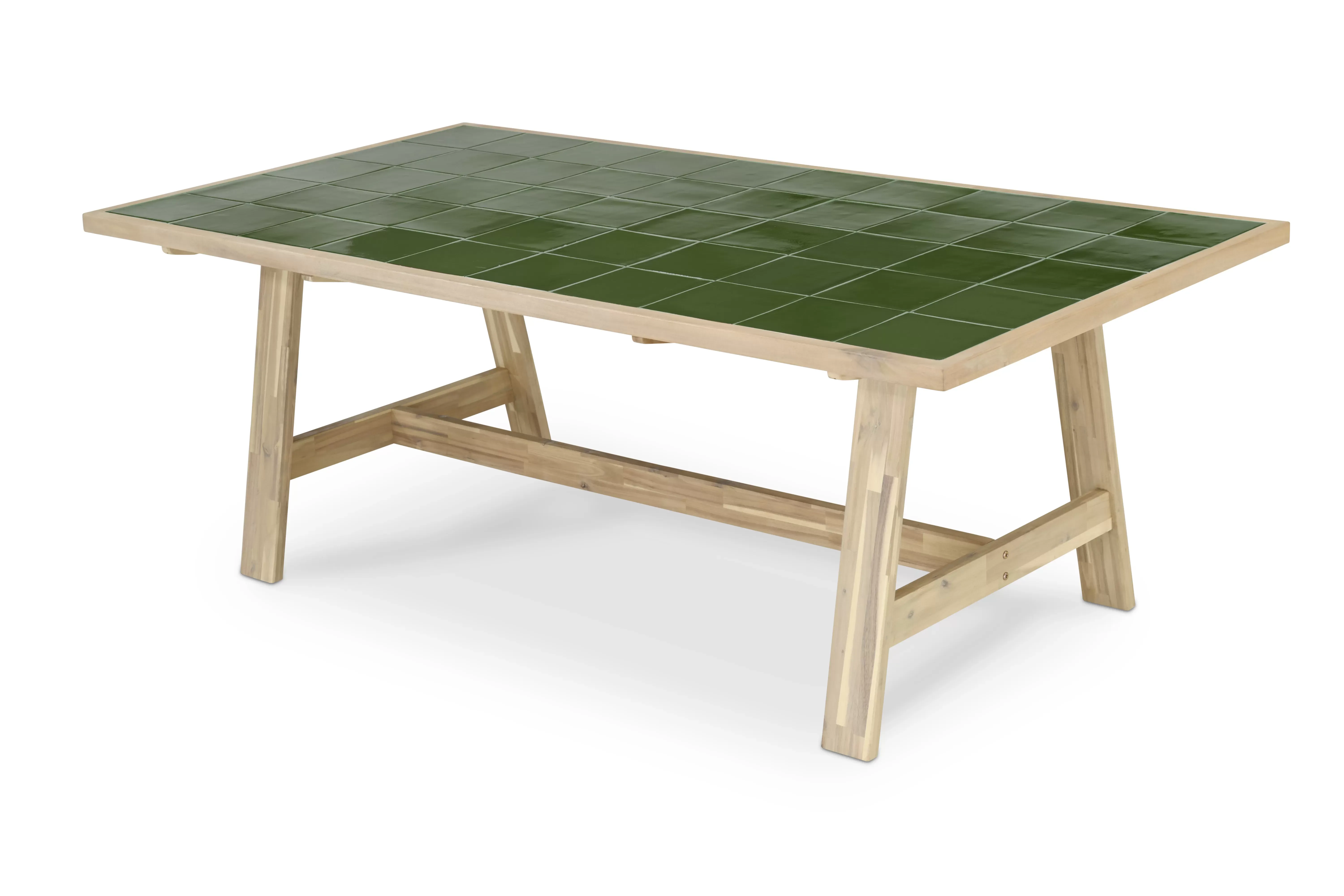 Illustration numéro 2 du produit Ensemble table céramique verte 205x105 + 6 chaises textilenne beige