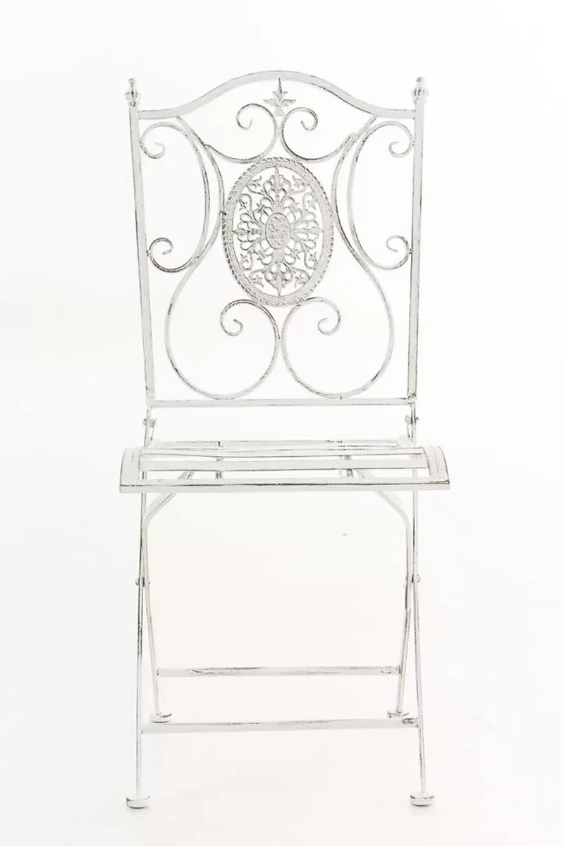 Illustration numéro 2 du produit Chaise de jardin pliable en métal Blanc antique