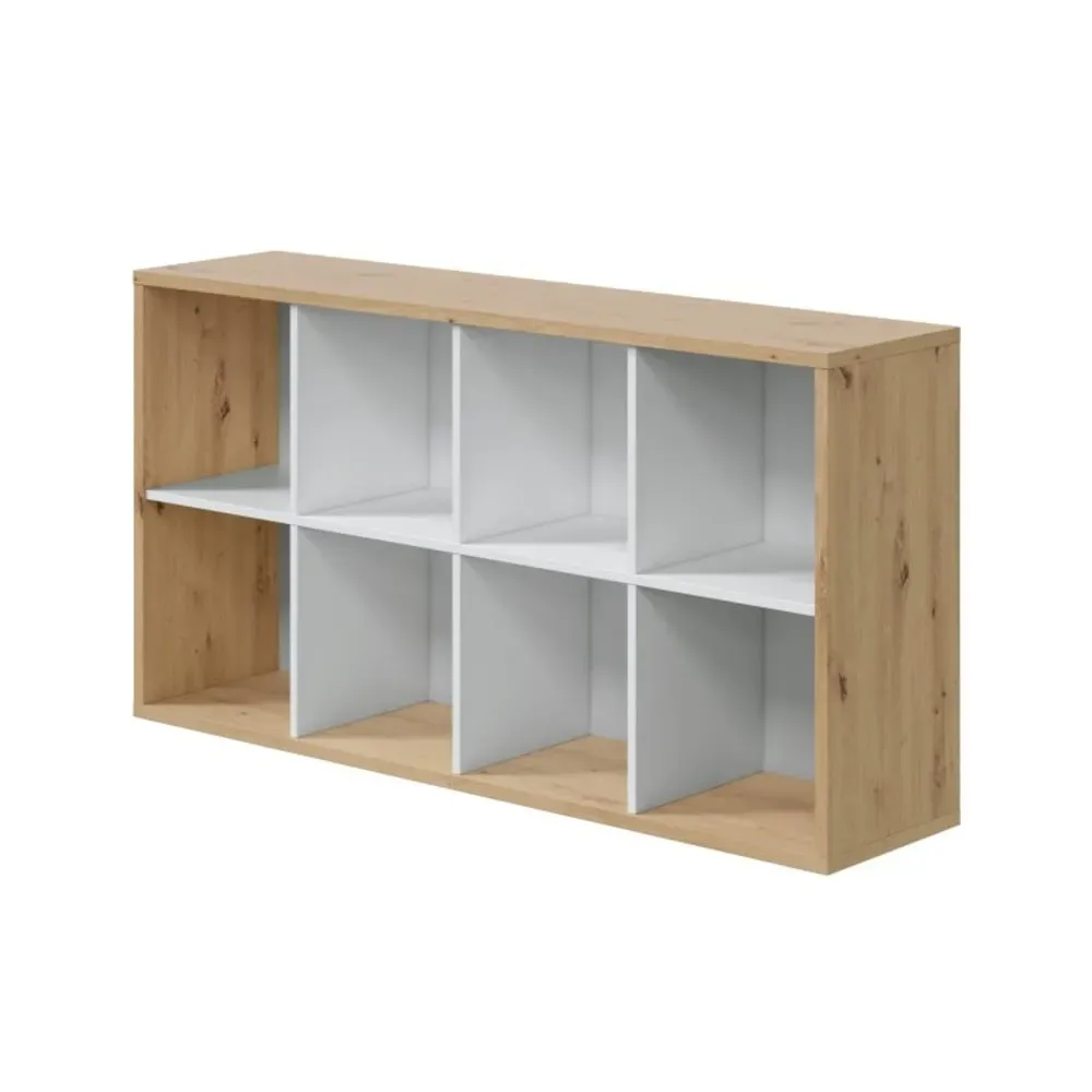 Illustration numéro 2 du produit Étagère 8 casiers effet blanc et bois - H138 x L72 cm