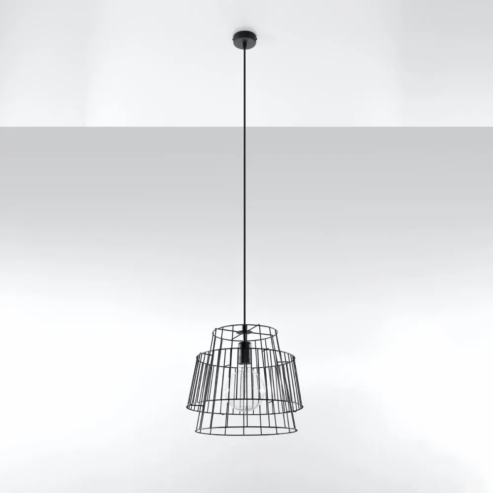 Illustration numéro 2 du produit Suspension tube en métal, noir L: 35cm