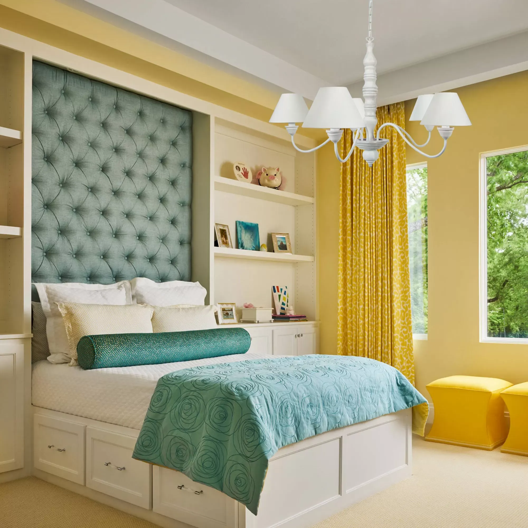 Illustration numéro 2 du produit Lustre  bois,Blanc   ,H90xD84xP84cm