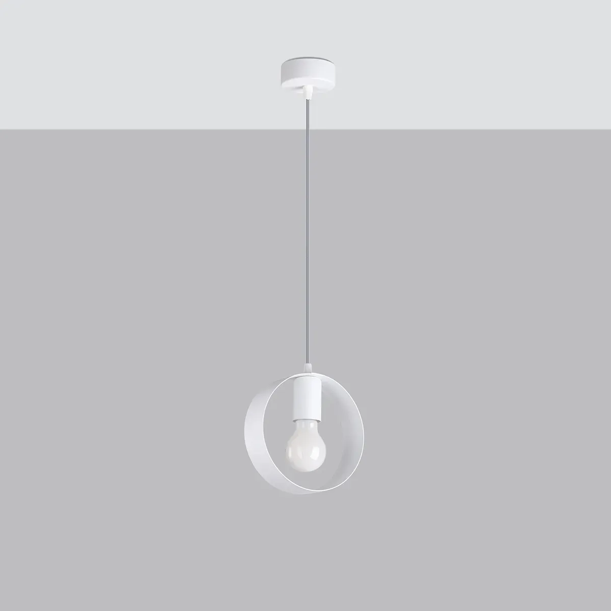 Illustration numéro 2 du produit Lampe suspendue acier blanc H 120 cm