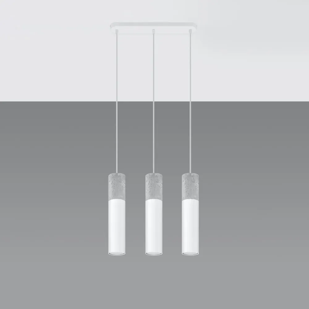 Illustration numéro 2 du produit Lampe suspendue acier/béton blanc H 90 cm