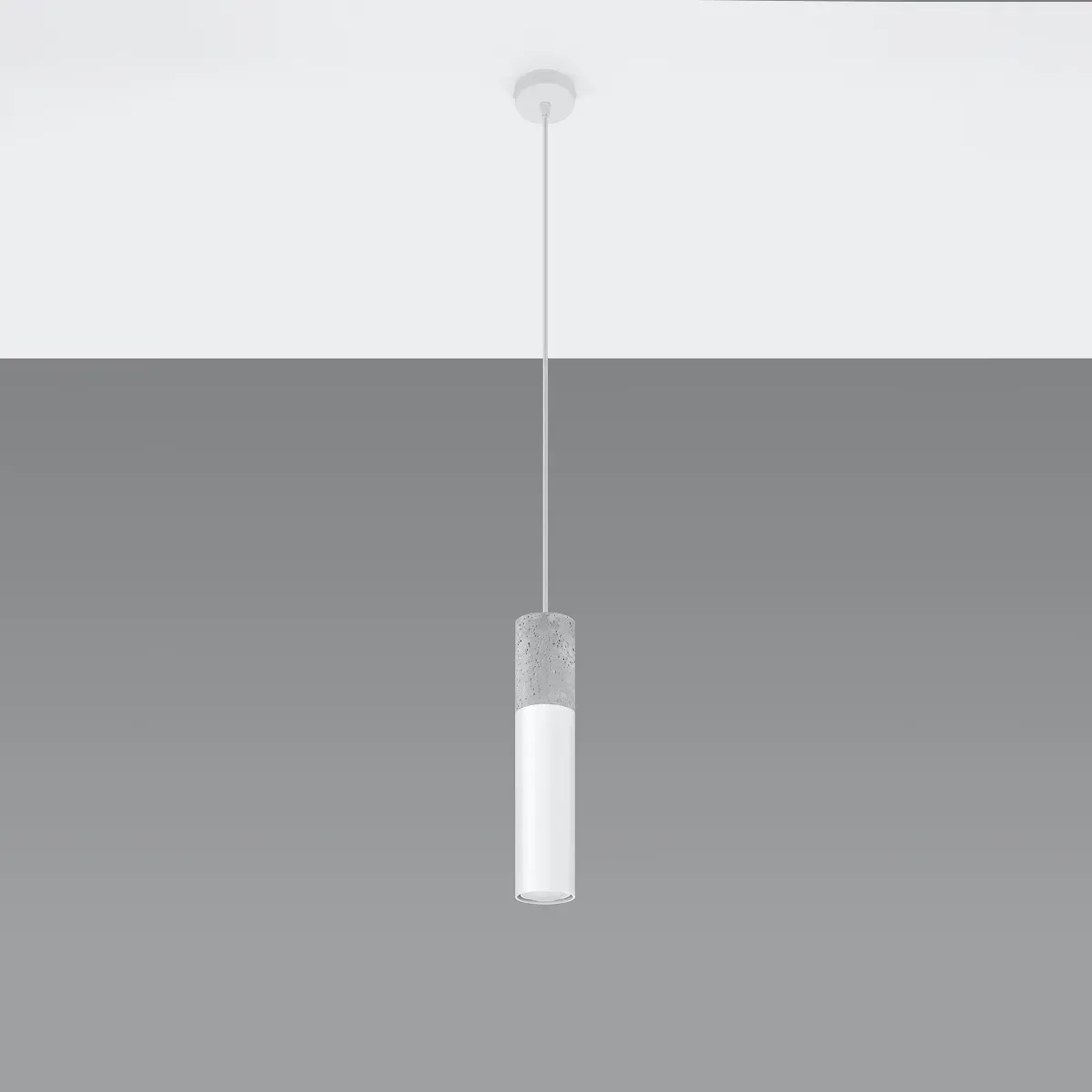 Illustration numéro 2 du produit Lampe suspendue acier/béton blanc H 105 cm