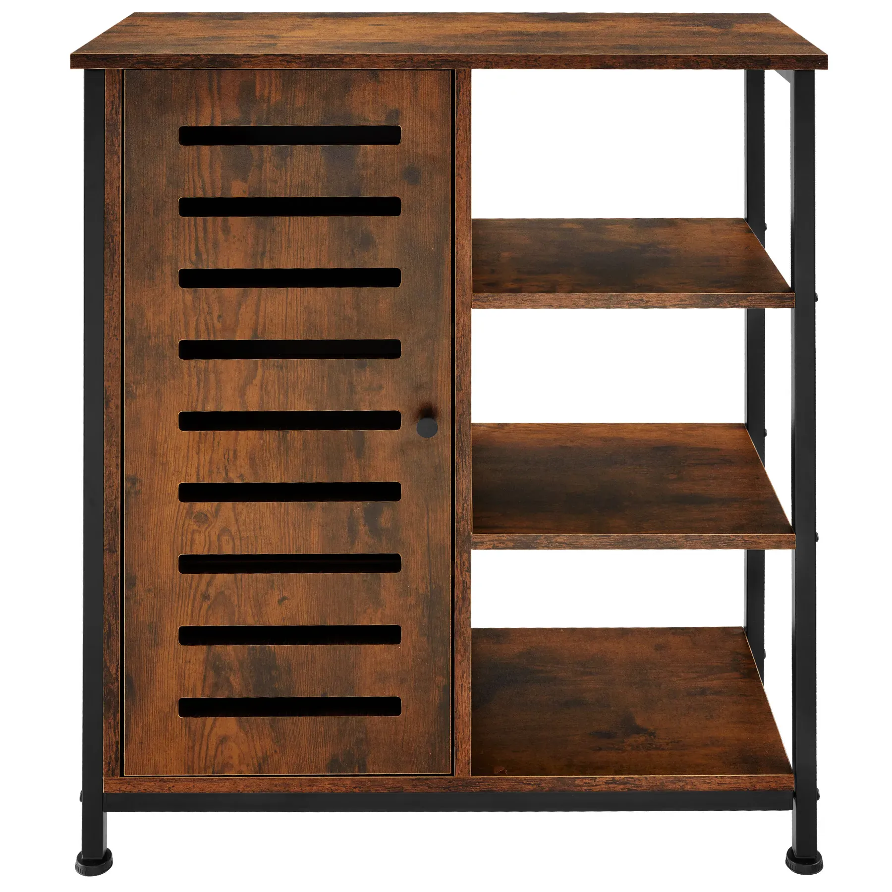 Illustration numéro 2 du produit Buffet style industriel pieds réglables 70 x 32 x 82 cm bois foncé