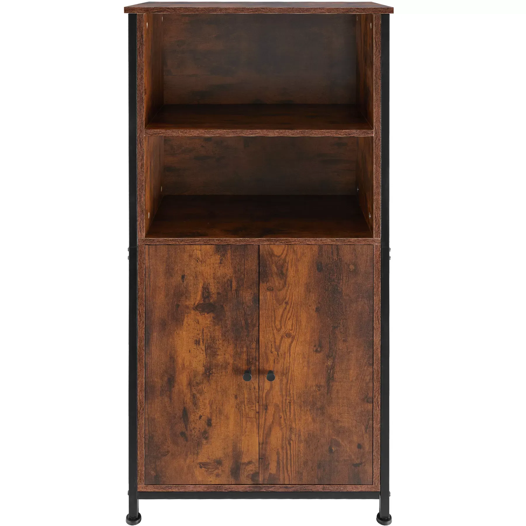 Illustration numéro 2 du produit Buffet style industriel pieds réglables 60 x 38 x 125 cm bois foncé