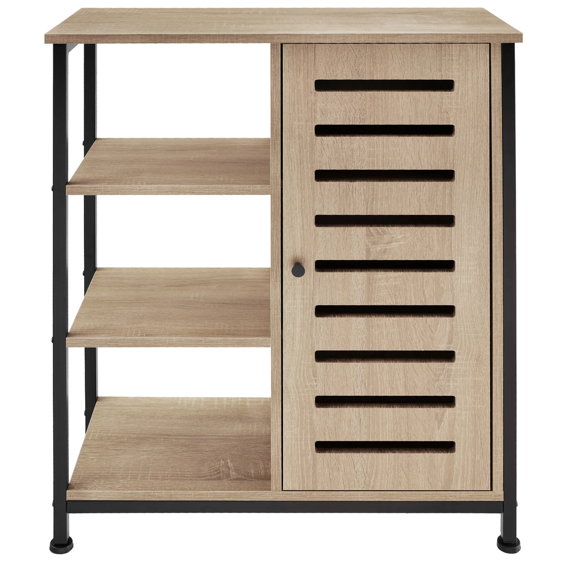 Illustration numéro 2 du produit Buffet style industriel pieds réglables 70 x 32 x 82 cm bois clair