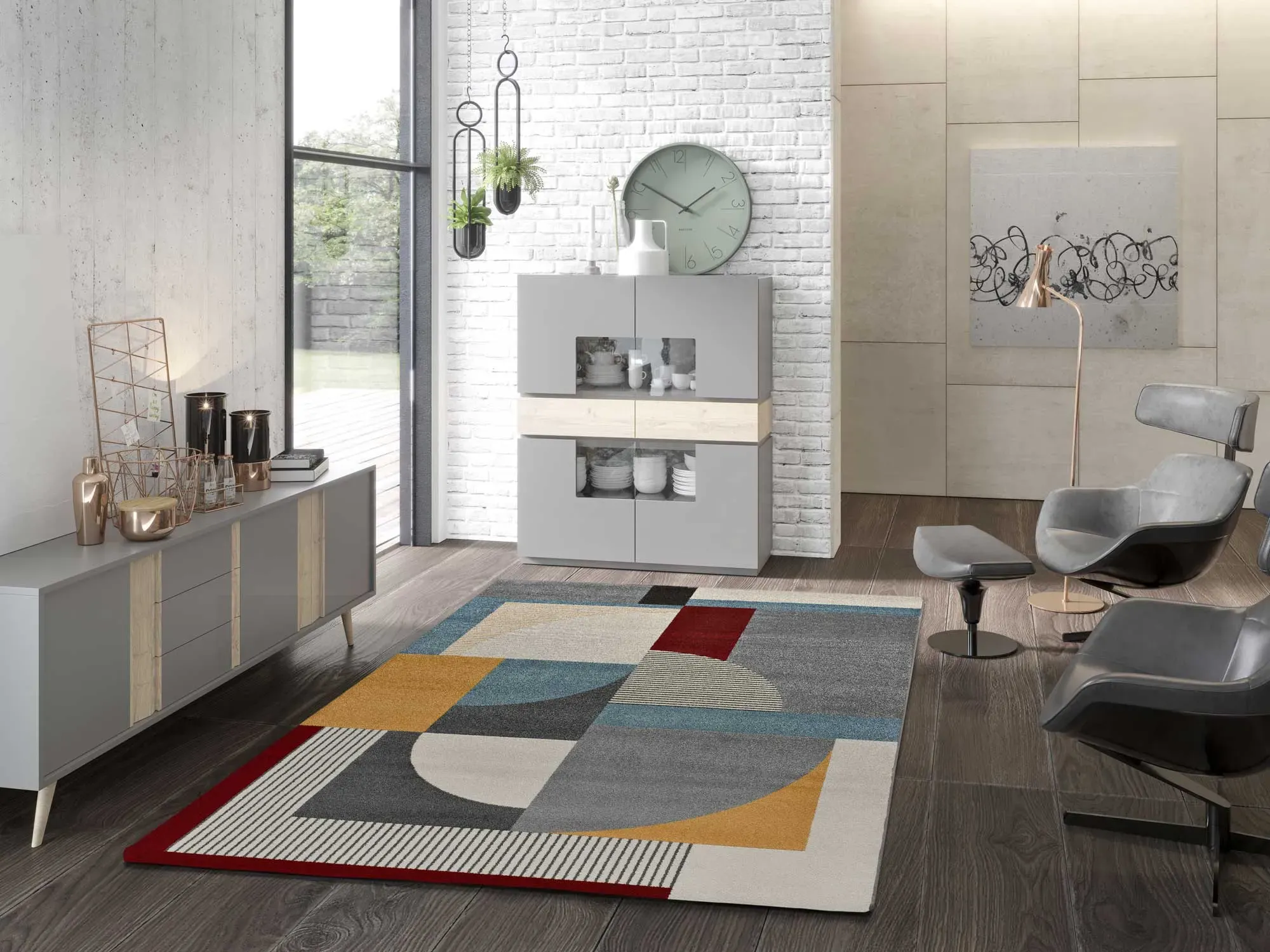 Illustration numéro 2 du produit Tapis moderne gris/multicolore 160x230 cm