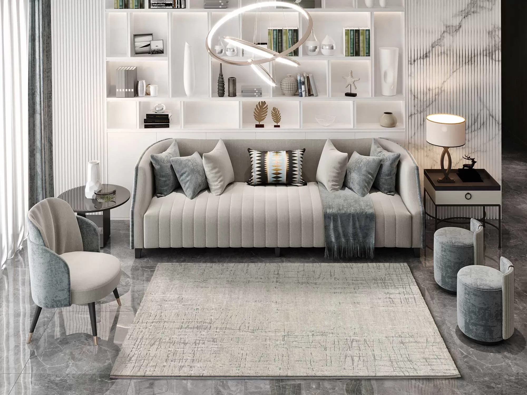 Illustration numéro 2 du produit Tapis à relief abstrait gris/beige 160x230 cm