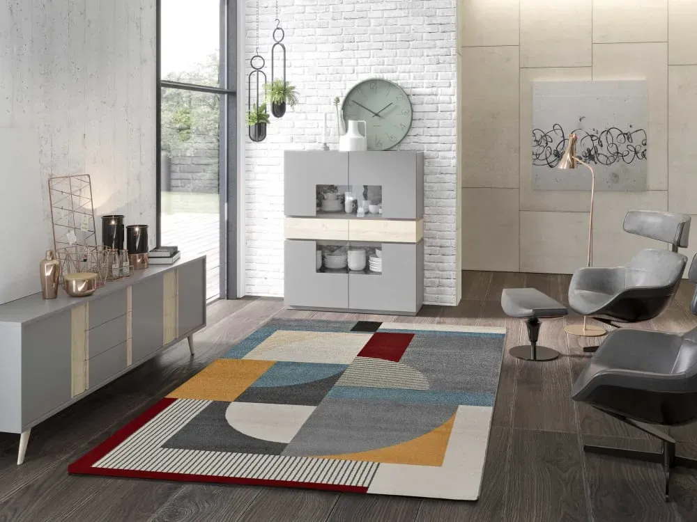 Illustration numéro 2 du produit Tapis moderne gris/multicolore 133x190 cm