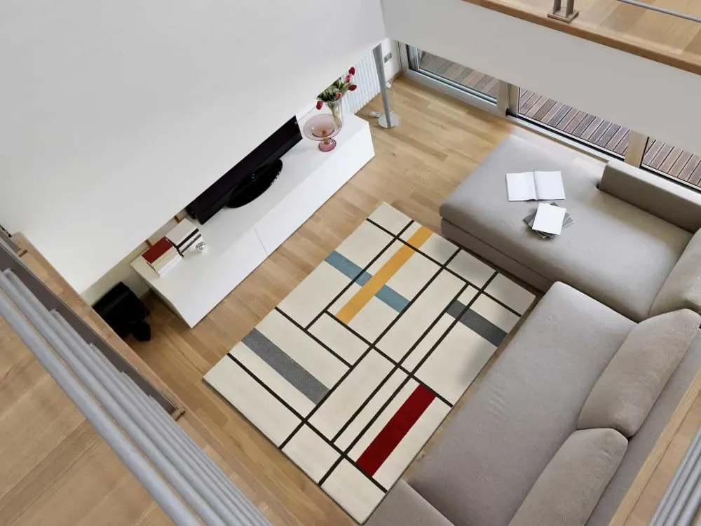 Illustration numéro 2 du produit Tapis géométrique beige/multicolore 133x190 cm