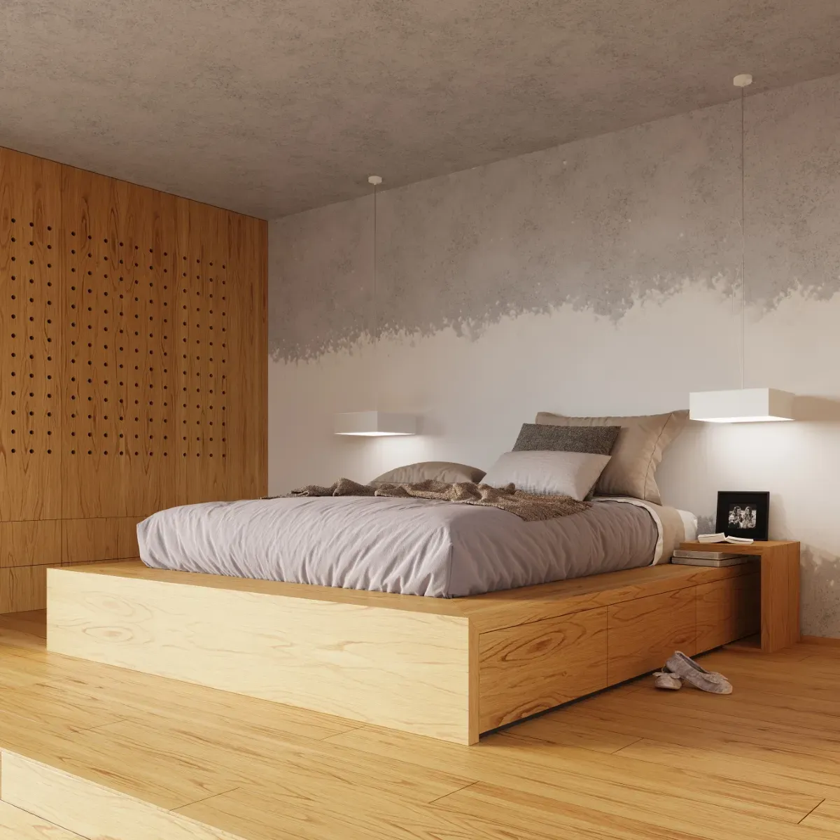 Illustration numéro 2 du produit Plafonnier carré en acrylique, blanc L: 45cm