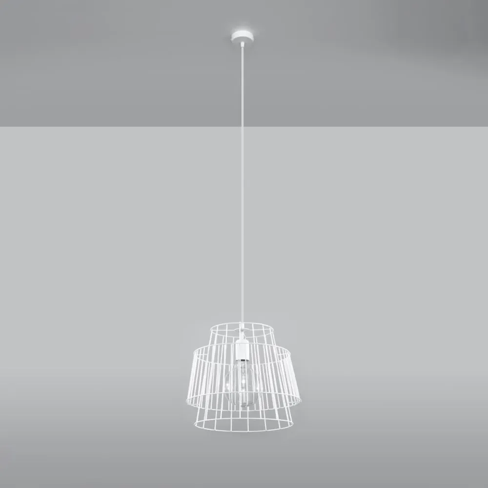 Illustration numéro 2 du produit Lampe suspendue acier blanc H 130 cm