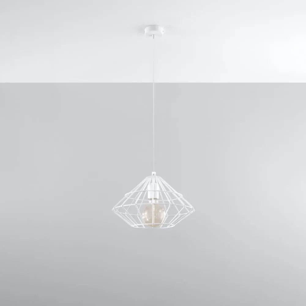 Illustration numéro 2 du produit Suspension conique en métal, blanc L: 32cm