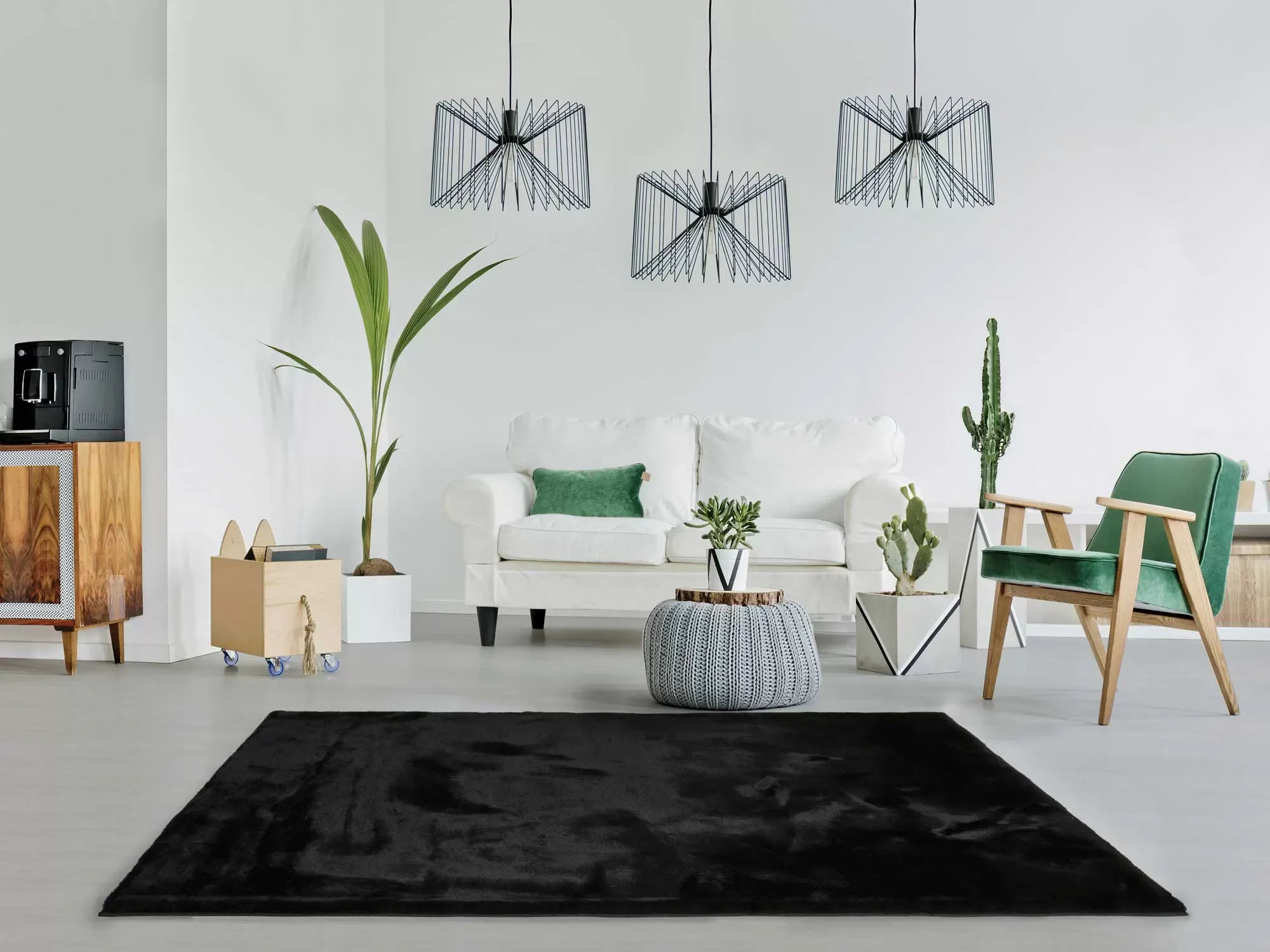 Illustration numéro 2 du produit Tapis lavable shaggy noir 80x150 cm