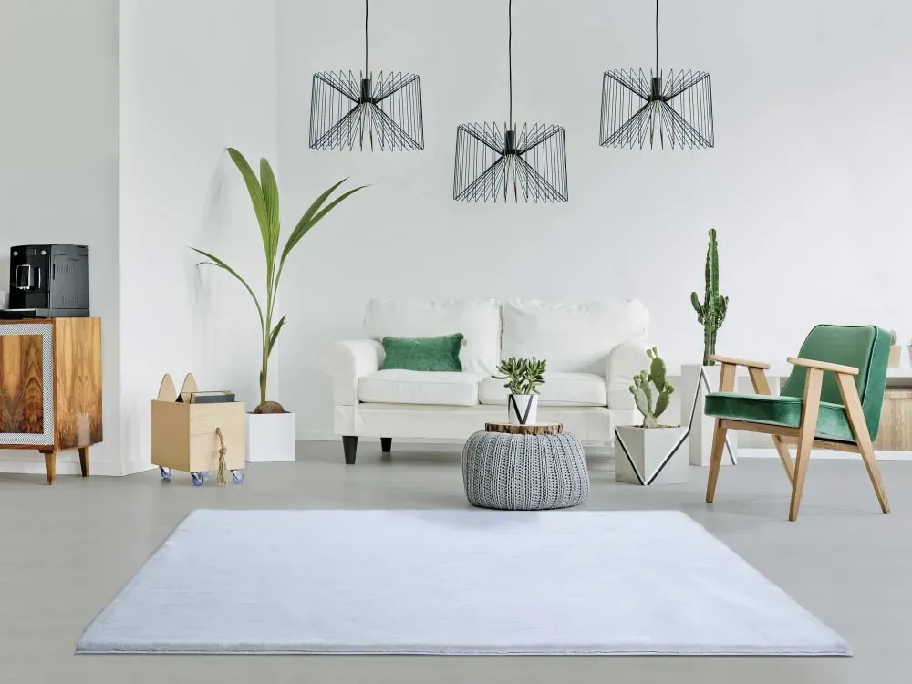 Illustration numéro 2 du produit Tapis lavable shaggy bleu ciel 120x180 cm